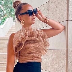 ZARA NUDE TULLE CROP TOP BLOGGERES FAVORITE